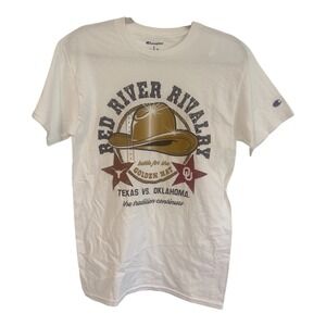 Champion Red River Rivalry Texas vs Oklahoma Golden Hat T-Shirt White Small NEW